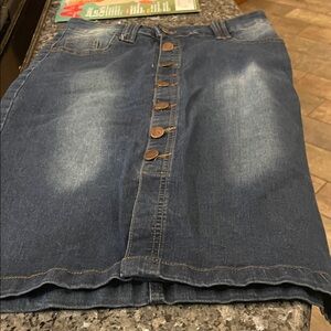 City Chic Dark Blue Denim Pencil Skirt